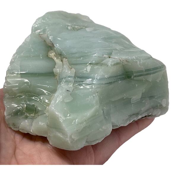 Dusty Green Art Glass Cullet Layered with Pink Amber Infusion #5XL162 - Picture 5 of 6